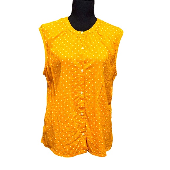 Old Navy Sleeveless Button-Front Cocoon Top yellow polka dots size medium - Picture 1 of 10